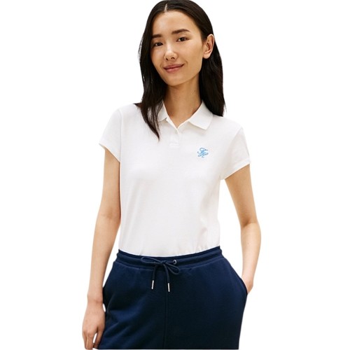 Tommy Hilfiger WW0WW49259-YBL Γυναικείο Polo Εκρού Th Script Slim Ss