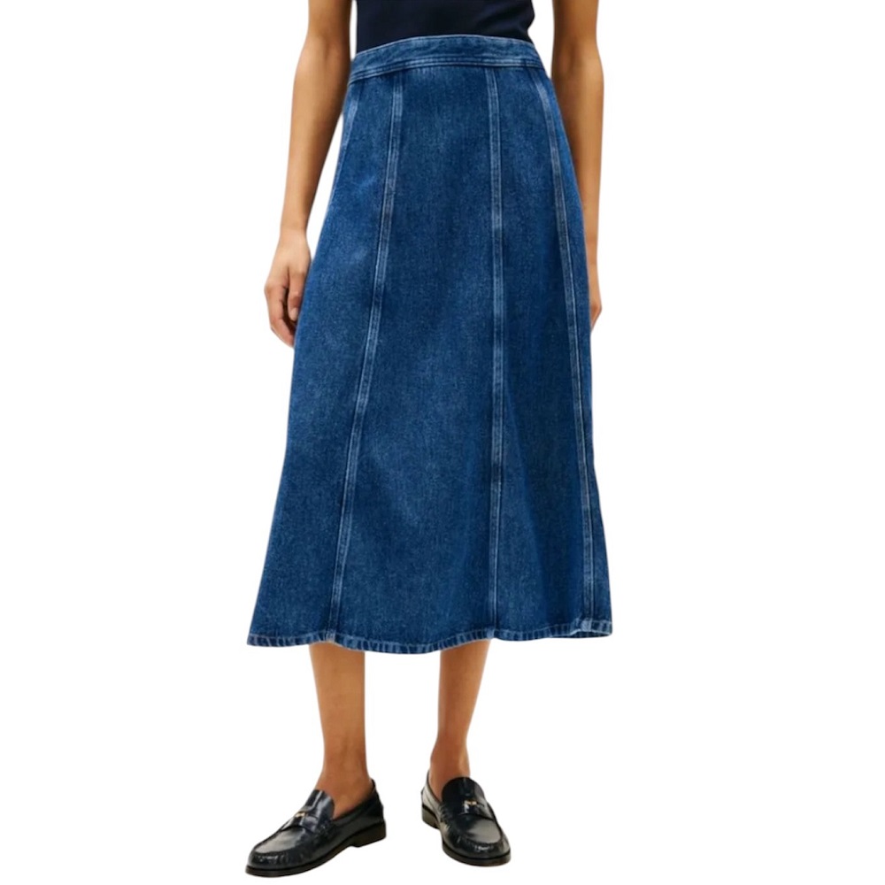 TOMMY HILFIGER</br>Tommy Hilfiger WW0WW49570-1A6 Γυναικεία Φούστα Τζιν Denim Ray Flared Midi Skirt Hw