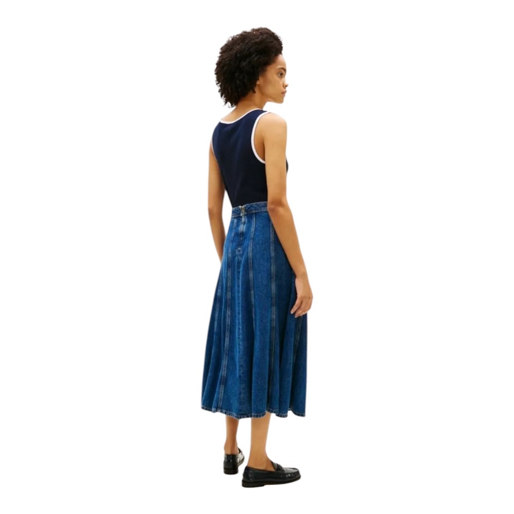 TOMMY HILFIGER</br>Tommy Hilfiger WW0WW49570-1A6 Γυναικεία Φούστα Τζιν Denim Ray Flared Midi Skirt Hw