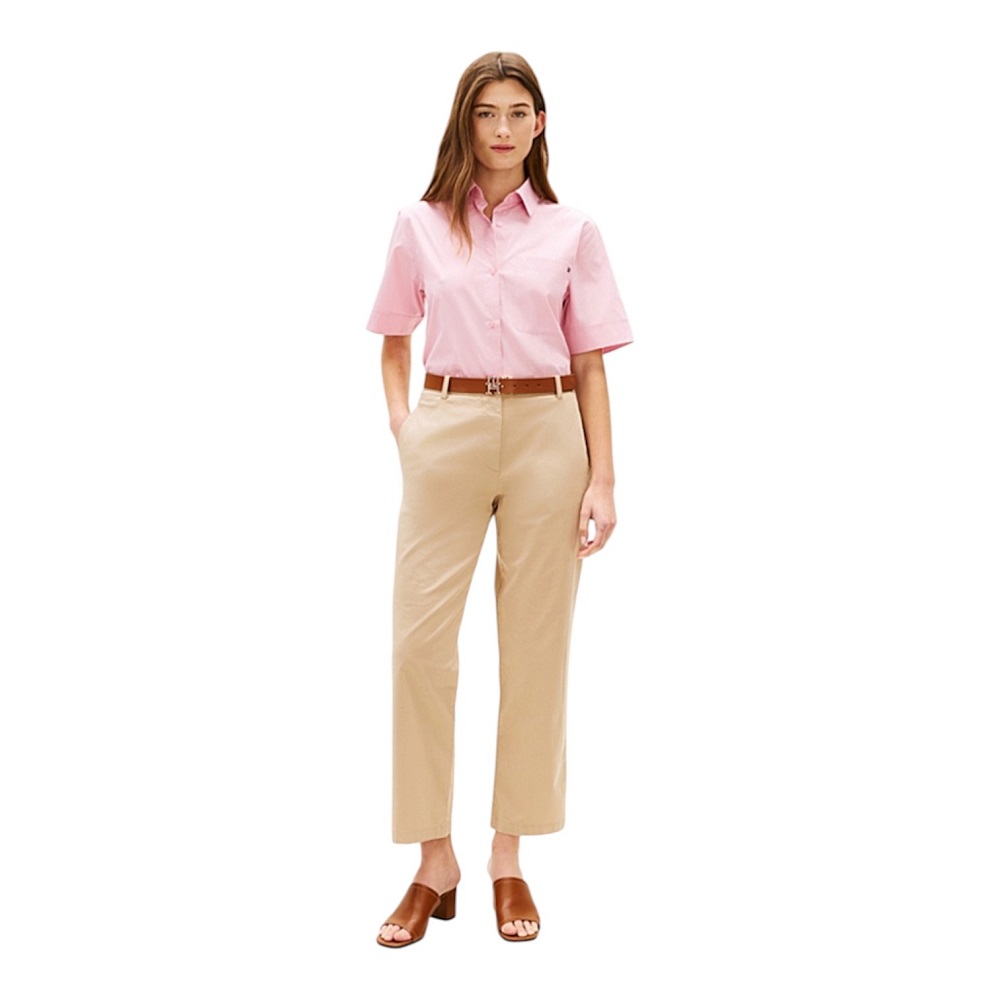 TOMMY HILFIGER</br>Tommy Hilfiger WW0WW49647-AEG Γυναικείο Παντελόνι Μπεζ Co Gmd Slim Straight Chino