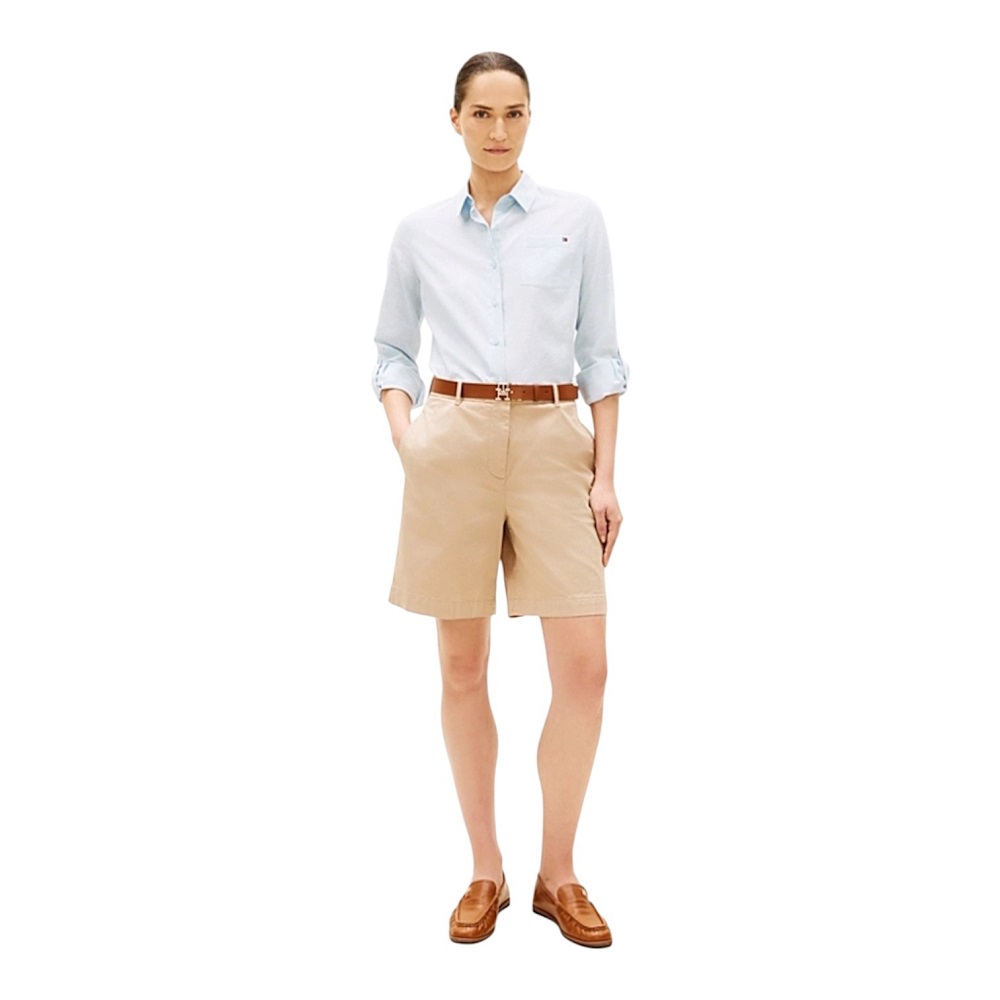 TOMMY HILFIGER</br>Tommy Hilfiger WW0WW49648-AEG Γυναικεία Βερμούδα Cotton Gmd Blend Chino Short Μπεζ