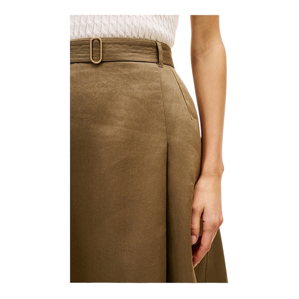TOMMY HILFIGER</br>Tommy Hilfiger WW0WW49651-RBU Γυναικεία Φούστα Χακί Linen Utility Midi Skirt