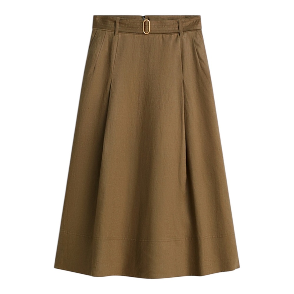 TOMMY HILFIGER</br>Tommy Hilfiger WW0WW49651-RBU Γυναικεία Φούστα Χακί Linen Utility Midi Skirt