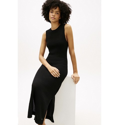 Tommy Hilfiger WW0WW50723-BDS Γυναικείο Φόρεμα Μαύρο Crochet Tank Long Dress