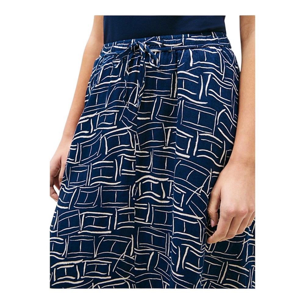 TOMMY HILFIGER</br>Tommy Hilfiger WW0WW50753-OGV Γυναικεία Φούστα Μπλε Ess Linen Flare Midi Skirt
