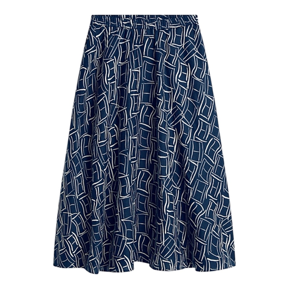 TOMMY HILFIGER</br>Tommy Hilfiger WW0WW50753-OGV Γυναικεία Φούστα Μπλε Ess Linen Flare Midi Skirt
