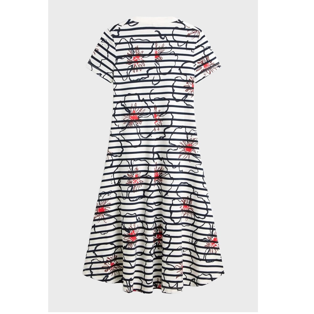 TOMMY HILFIGER</br>Tommy Hilfiger WW0WW50825-0X6 Γυναικείο Φόρεμα Εκρού/Μπλε Interlock F&F Midi Dress TOMMY HILFIGER</br>Tommy Hilfiger WW0WW50825-0X6 Γυναικείο Φόρεμα Εκρού/Μπλε Interlock F&F Midi Dress