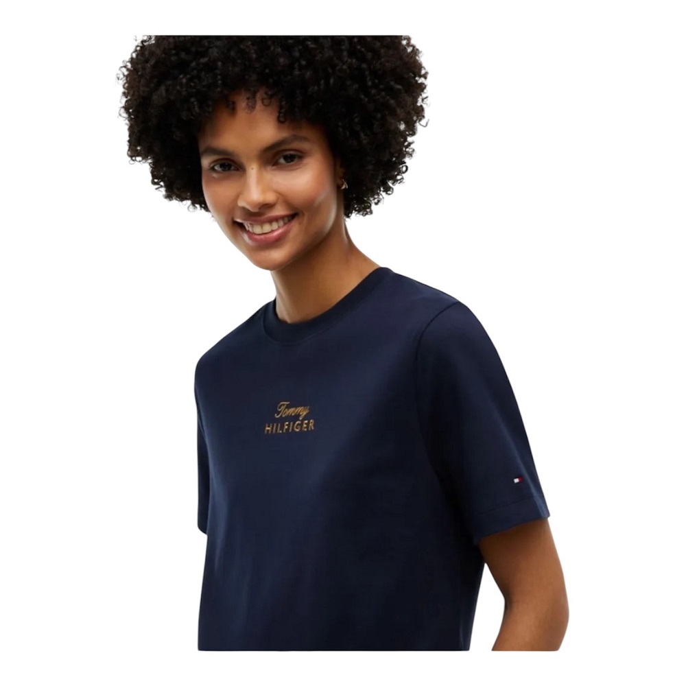TOMMY HILFIGER</br>Tommy Hilfiger Gold Scirt Mdrn C-nk S/s Tee WW0WW51725-DW6 Γυναικείο T-shirt Μπλε TOMMY HILFIGER</br>Tommy Hilfiger Gold Scirt Mdrn C-nk S/s Tee WW0WW51725-DW6 Γυναικείο T-shirt Μπλε