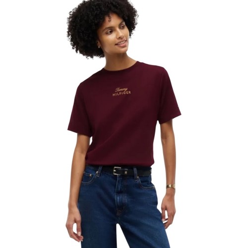 Tommy Hilfiger Gold Scirt Mdrn C-nk S/s Tee WW0WW51725-XIH Γυναικείο T-shirt Μπορντό