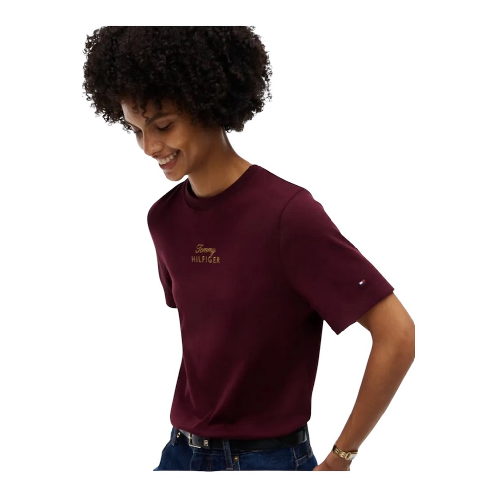TOMMY HILFIGER</br>Tommy Hilfiger Gold Scirt Mdrn C-nk S/s Tee WW0WW51725-XIH Γυναικείο T-shirt Μπορντό TOMMY HILFIGER</br>Tommy Hilfiger Gold Scirt Mdrn C-nk S/s Tee WW0WW51725-XIH Γυναικείο T-shirt Μπορντό