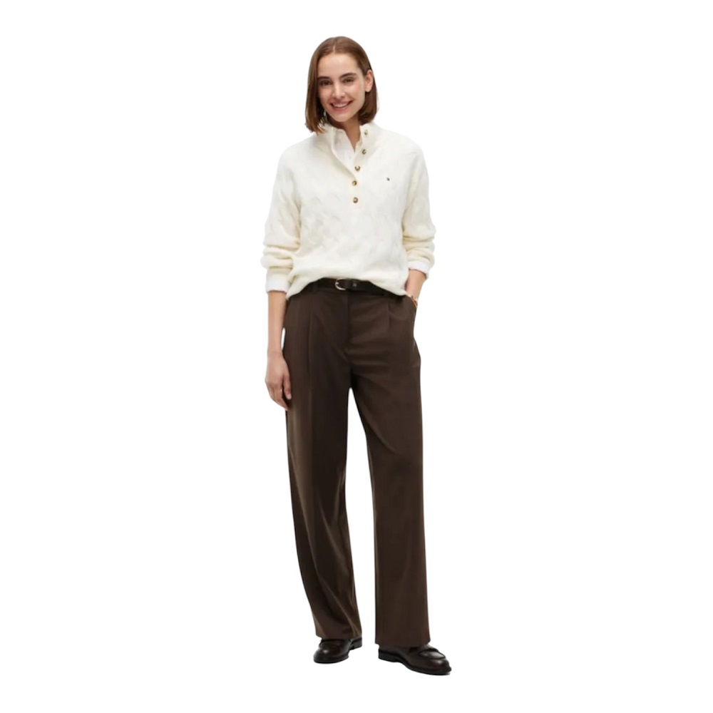 TOMMY HILFIGER</br>Tommy Hilfiger Soft Wool Cable Mk-nk Henley WW0WW52189-Z00 Γυναικείο Πουλόβερ Εκρού TOMMY HILFIGER</br>Tommy Hilfiger Soft Wool Cable Mk-nk Henley WW0WW52189-Z00 Γυναικείο Πουλόβερ Εκρού