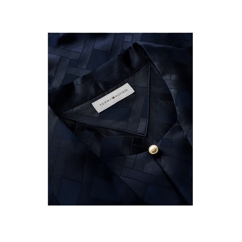 TOMMY HILFIGER</br>Tommy Hilfiger Fluid Jacquard Tie Detail Shirt WW0WW52238-C1G Γυναικείο Πουκάμισο Μπλε TOMMY HILFIGER</br>Tommy Hilfiger Fluid Jacquard Tie Detail Shirt WW0WW52238-C1G Γυναικείο Πουκάμισο Μπλε