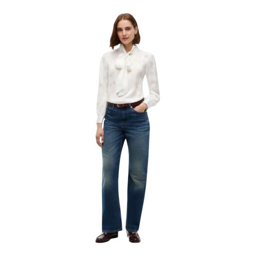 Tommy Hilfiger Fluid Jacquard Tie Detail Shirt WW0WW52238-YA8 Γυναικείο Πουκάμισο Εκρού Tommy Hilfiger Fluid Jacquard Tie Detail Shirt WW0WW52238-YA8 Γυναικείο Πουκάμισο Εκρού