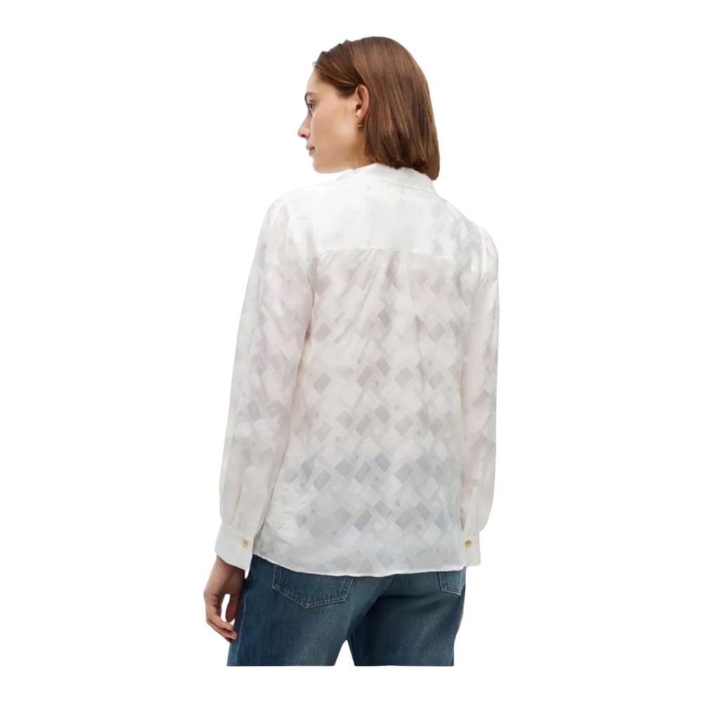 TOMMY HILFIGER</br>Tommy Hilfiger Fluid Jacquard Tie Detail Shirt WW0WW52238-YA8 Γυναικείο Πουκάμισο Εκρού TOMMY HILFIGER</br>Tommy Hilfiger Fluid Jacquard Tie Detail Shirt WW0WW52238-YA8 Γυναικείο Πουκάμισο Εκρού