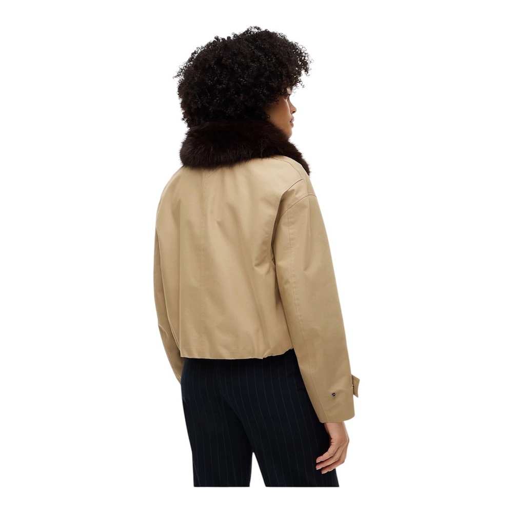 TOMMY HILFIGER</br>Tommy Hilfiger Cotton Jacket With Fur WW0WW52912-AEH Γυναικείο Μπουφάν Μπεζ