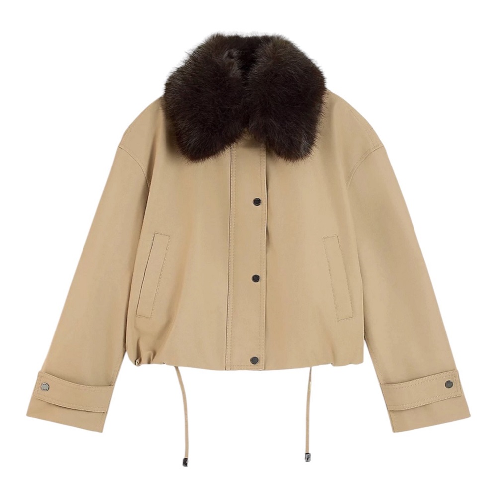 TOMMY HILFIGER</br>Tommy Hilfiger Cotton Jacket With Fur WW0WW52912-AEH Γυναικείο Μπουφάν Μπεζ