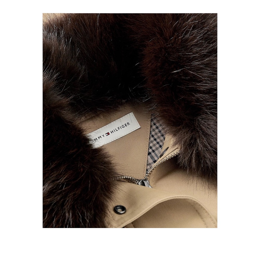 TOMMY HILFIGER</br>Tommy Hilfiger Cotton Jacket With Fur WW0WW52912-AEH Γυναικείο Μπουφάν Μπεζ