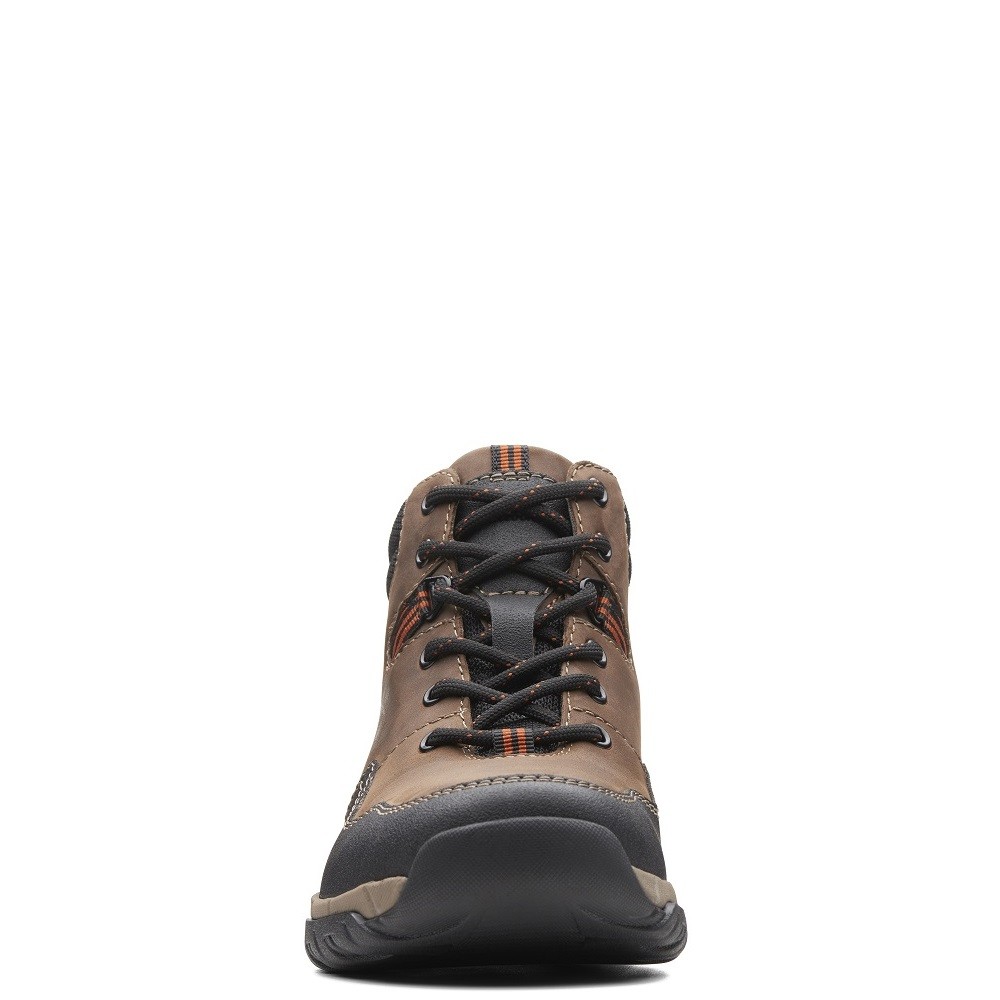 CLARKS</br>Ανδρικά Μποτάκια Καφέ Δέρμα Αδιάβροχα WALBECK TOP II Clarks