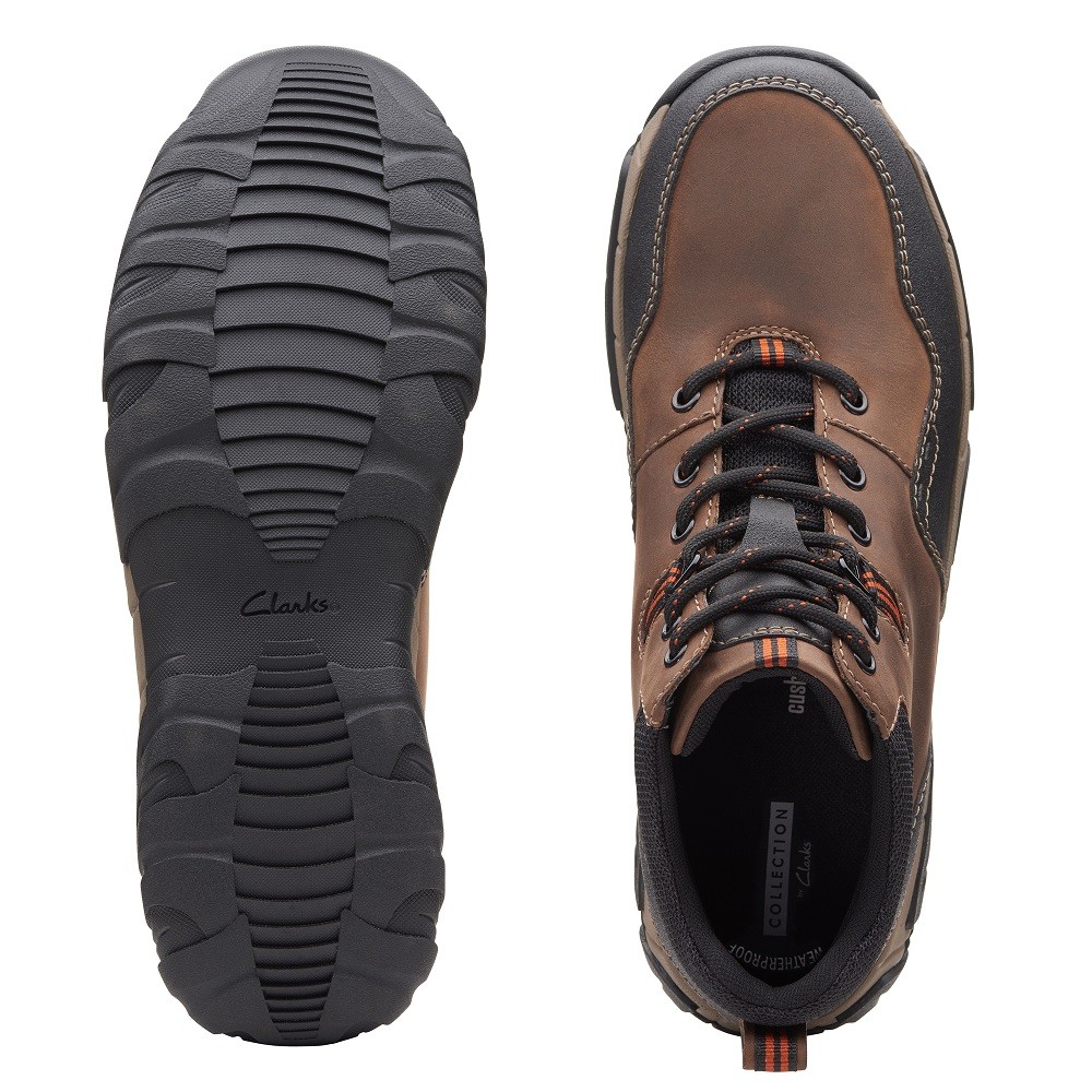 CLARKS</br>Ανδρικά Μποτάκια Καφέ Δέρμα Αδιάβροχα WALBECK TOP II Clarks