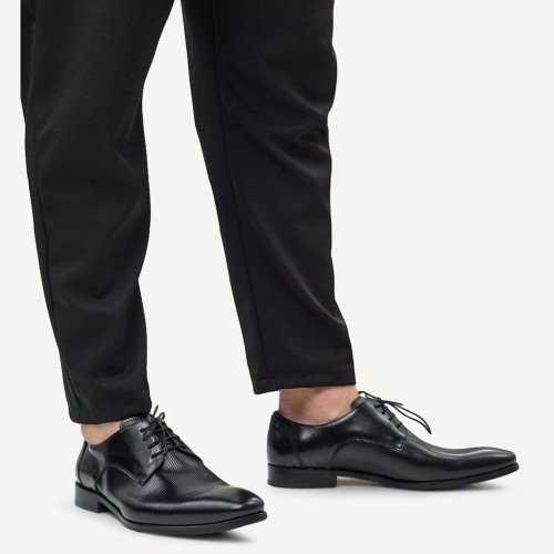 Ανδρικά Δετά Παπούτσια Μαύρο Δέρμα X4972 RAMON Boss