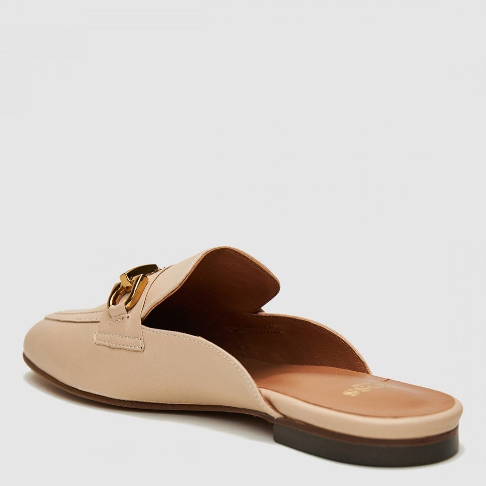 BOSS</br>Γυναικεία Mules Μπεζ Δέρμα ZWCH029 Boss BOSS</br>Γυναικεία Mules Μπεζ Δέρμα ZWCH029 Boss