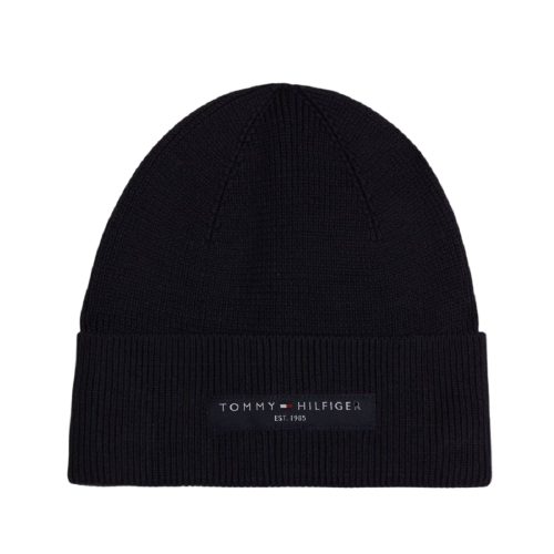 Ανδρικός Σκούφος Μπλε TH Foundation Logo Patch Turn-up Cotton Beanie AM0AM12797-DW6 Tommy Hilfiger
