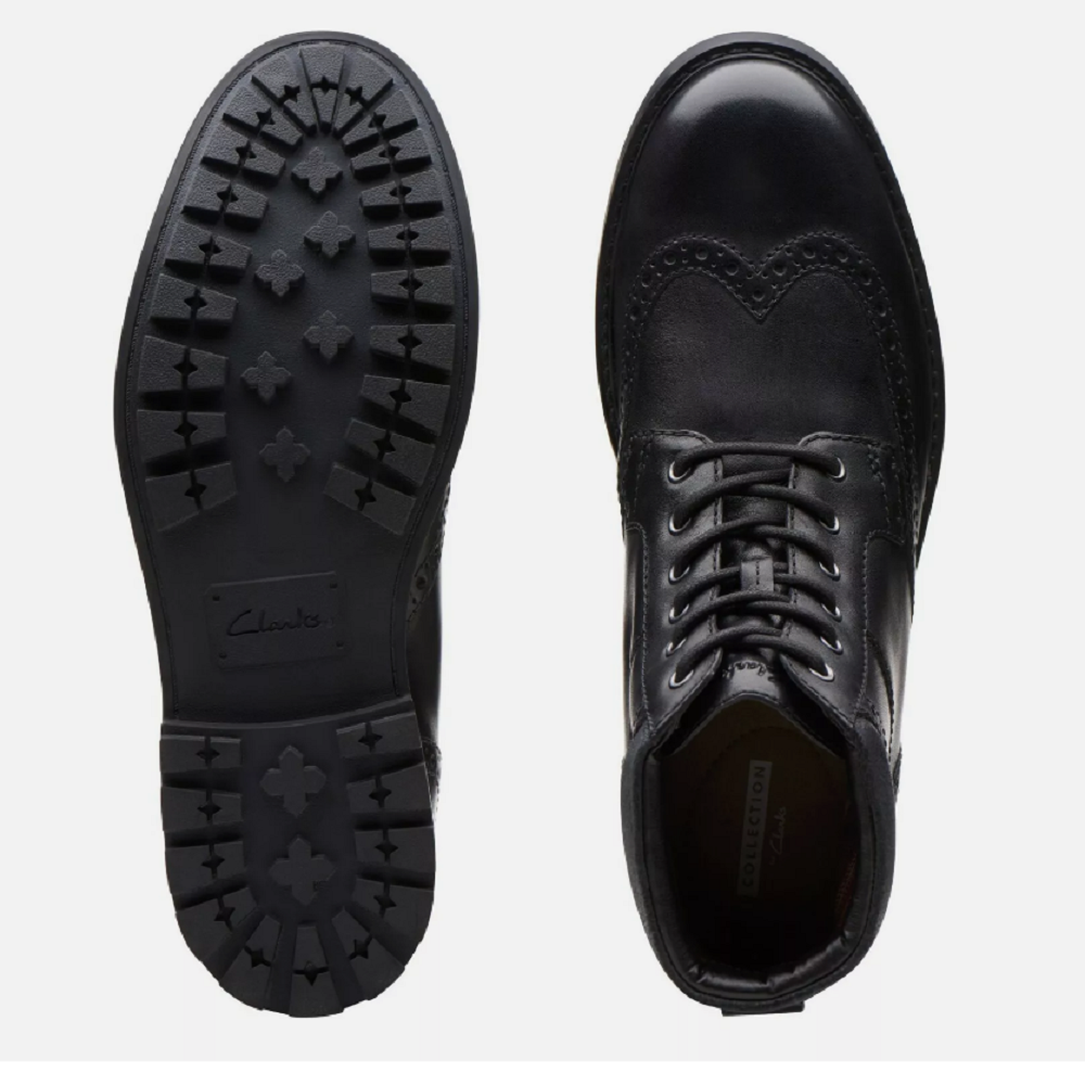 CLARKS</br>Ανδρικά Μποτάκια Μαύρο Δέρμα CURINGTON RISE Clarks