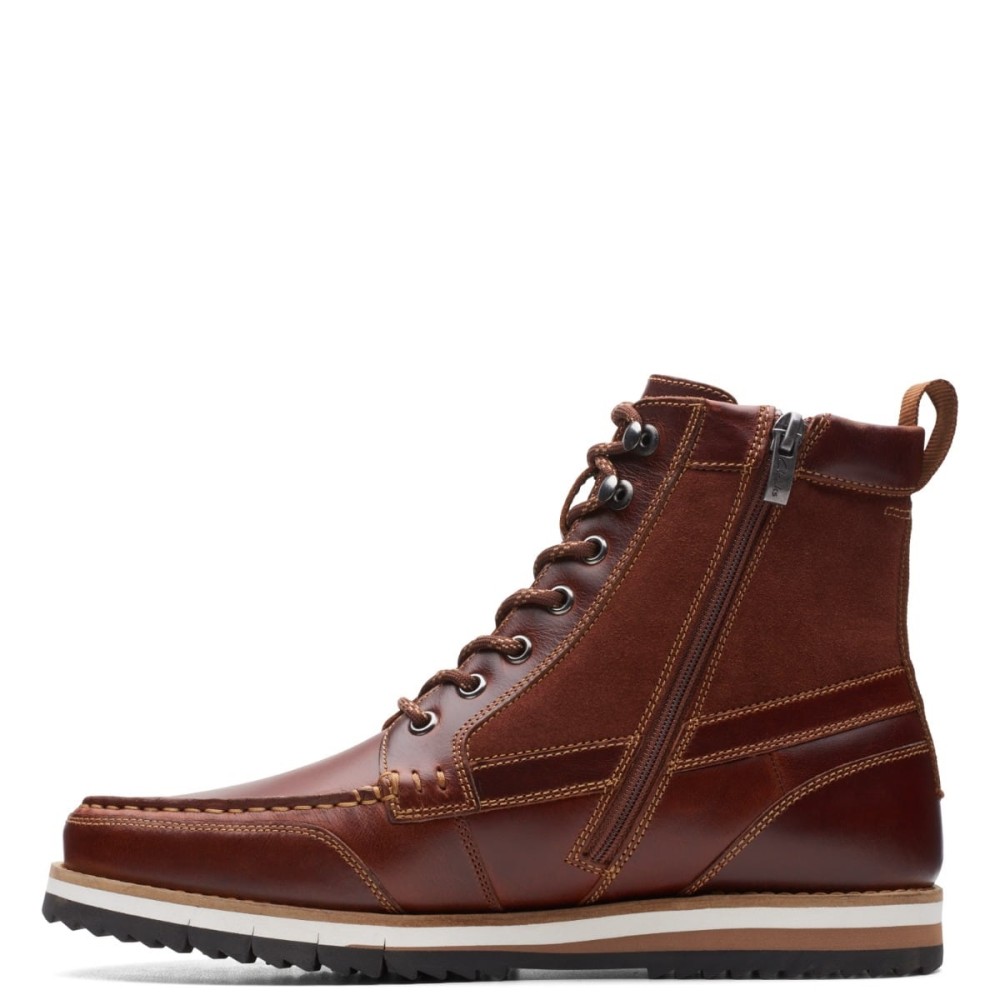 CLARKS</br>Ανδρικά Μποτάκια Ταμπά Δέρμα DURSTON HI Clarks