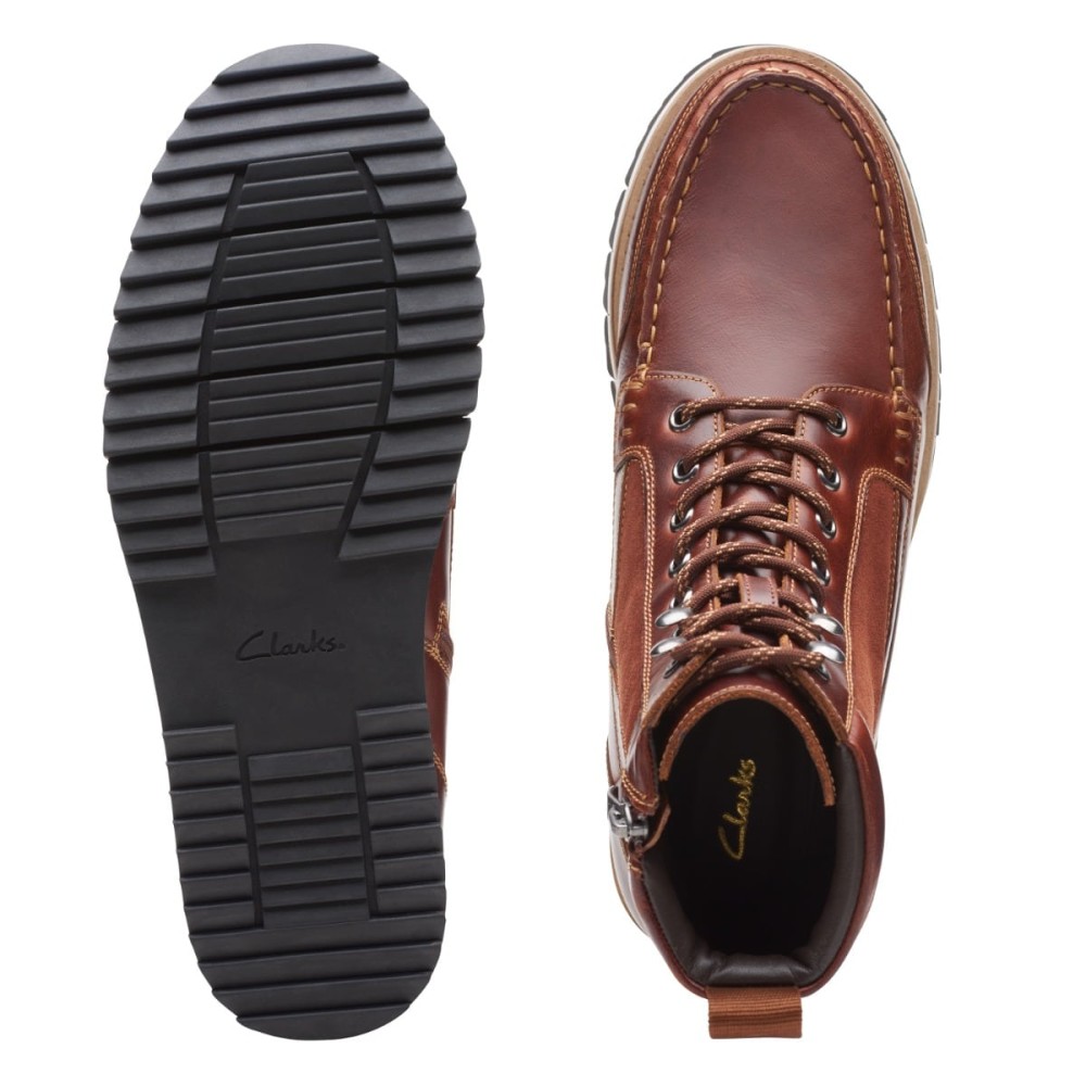 CLARKS</br>Ανδρικά Μποτάκια Ταμπά Δέρμα DURSTON HI Clarks