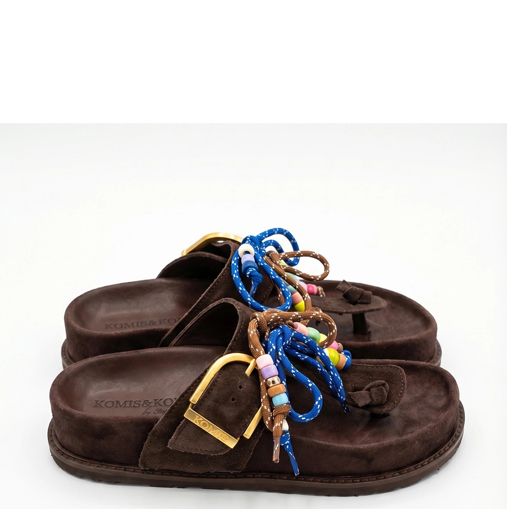 KOMIS & KOMIS</br>Komis & Komis E610 Γυναικεία Σανδάλια Καφέ Suede Δέρμα
