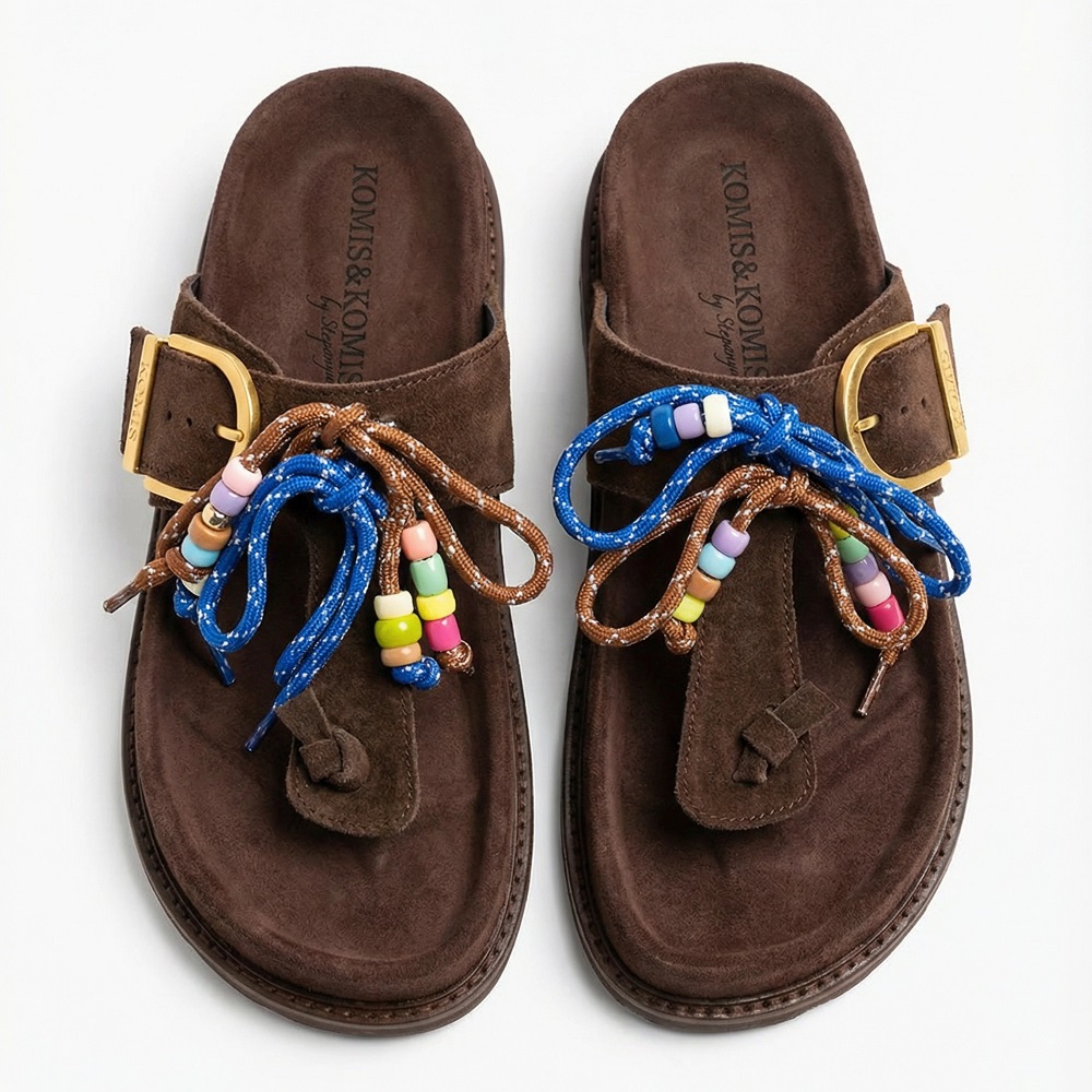KOMIS & KOMIS</br>Komis & Komis E610 Γυναικεία Σανδάλια Καφέ Suede Δέρμα