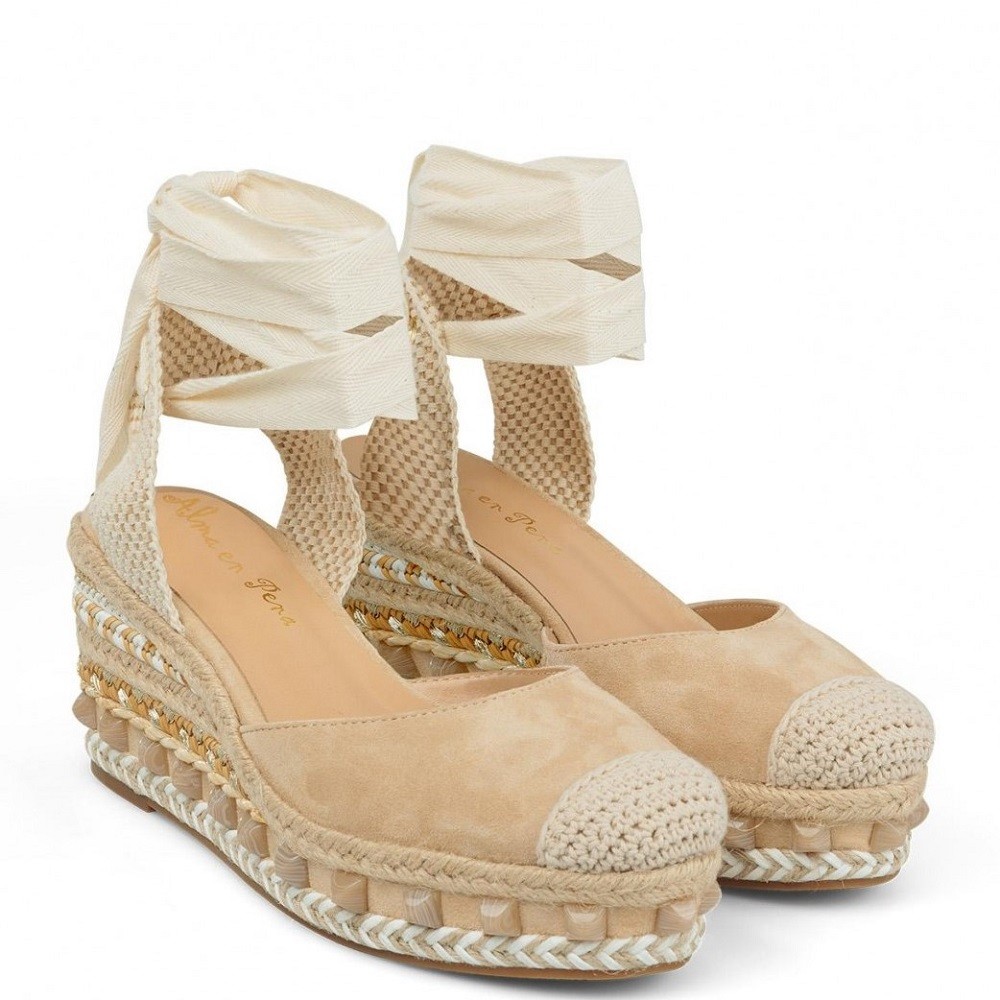 ALMA EN PENA</br>Γυναικείες Πλατφόρμες Μπεζ Suede V23435 Alma En Pena