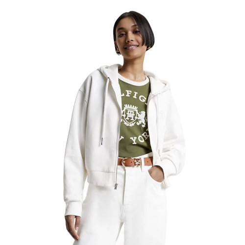 Γυναικεία Ζακέτα Φούτερ Εκρού WW0WW39797-YBH Tommy Hilfiger