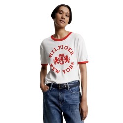 Γυναικείο T-shirt  Εκρού/Κόκκινο WW0WW39834-YBH 
