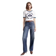 Γυναικείο T-shirt Λευκό/Μπλε  WW0WW39834-YCF Tommy Hilfiger