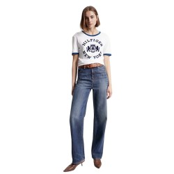 Γυναικείο T-shirt Λευκό/Μπλε  WW0WW39834-YCF 