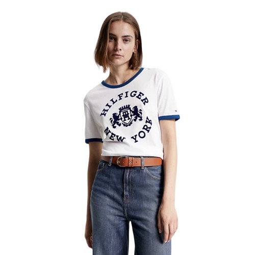 Γυναικείο T-shirt Λευκό/Μπλε  WW0WW39834-YCF Tommy Hilfiger