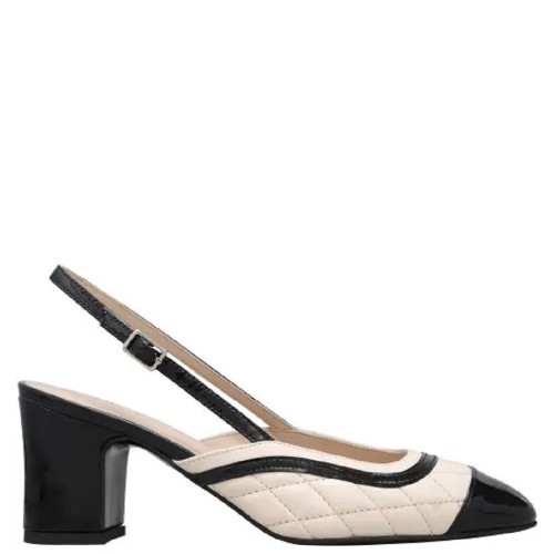 Γυναικείες Slingback Γόβες Off White/Black ΕΛΕΝΑ Kalogirou Γυναικείες Slingback Γόβες Off White/Black ΕΛΕΝΑ Kalogirou