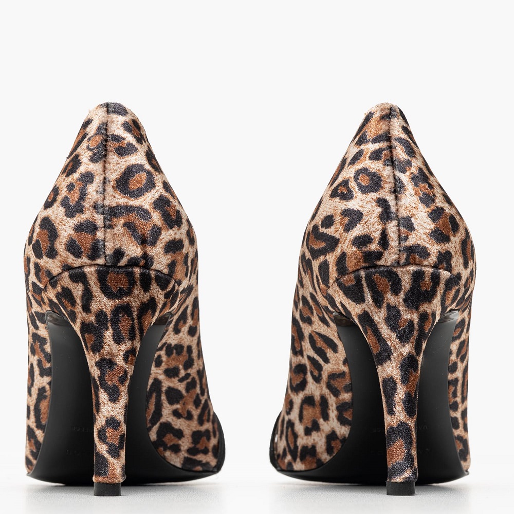 KALOGIROU</br>Kalogirou ΣΕΜΙΡΑΜΙΣ-00Ν1 Γυναικείες Γόβες Λεοπάρ Βελούδο